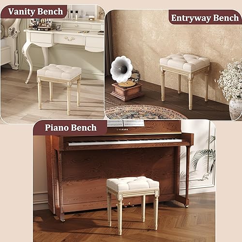 Miniatura 5 de Yusong Banco tapizado, banco de dormitorio para extremo de la cama, banco de piano, banco de comedor, banco de zapatos con asiento acolchado con