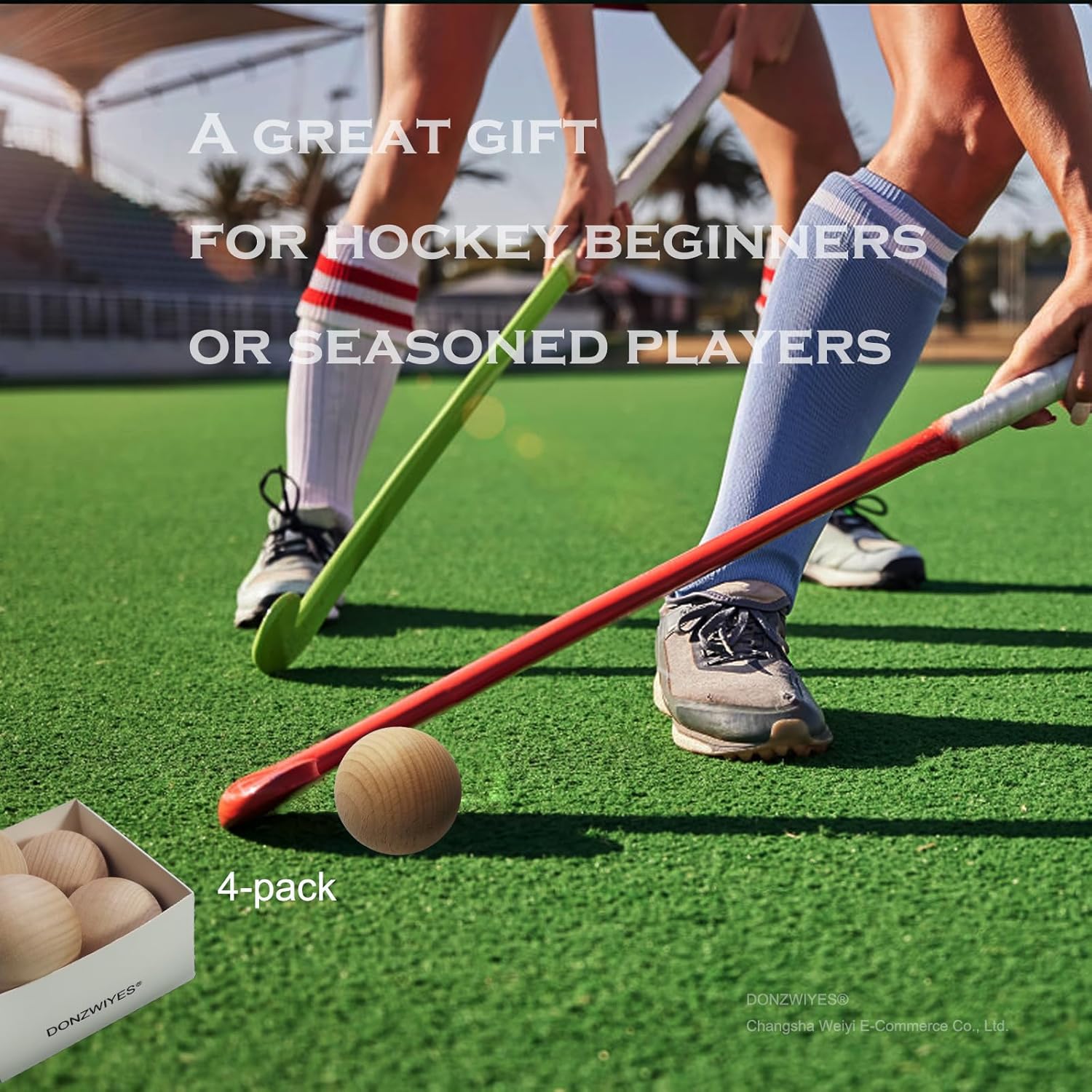 Swedish Stickhandling Balls - Hardwood No-Bounce Floorball Training Equipment for Street Hockey Training Balls & Floor Dribbling Skills, Dekes & Ball Handling Drills 2 Inch Diameter 4-Pack