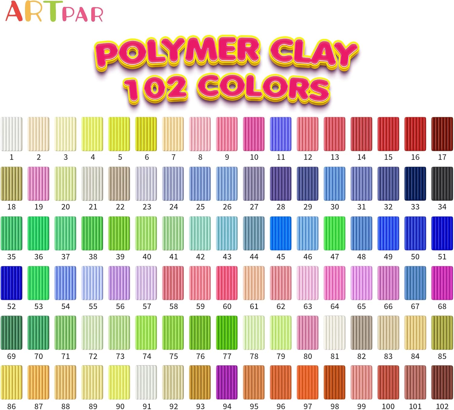 Polymer Clay Kit,102 Colors Modeling Clay for Kids,Oven Bake Molding Clay with Sculpting Tools Jewelry Accessories,Safe & Non-Toxic,DIY Arts and Crafts Gifts for Children & Adults