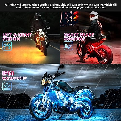 Miniatura 3 de LD DARKEAGLE Kit de 18 luces LED para motocicleta con señal de giro de luz de freno, luces LED subterráneas para motocicleta con control remoto