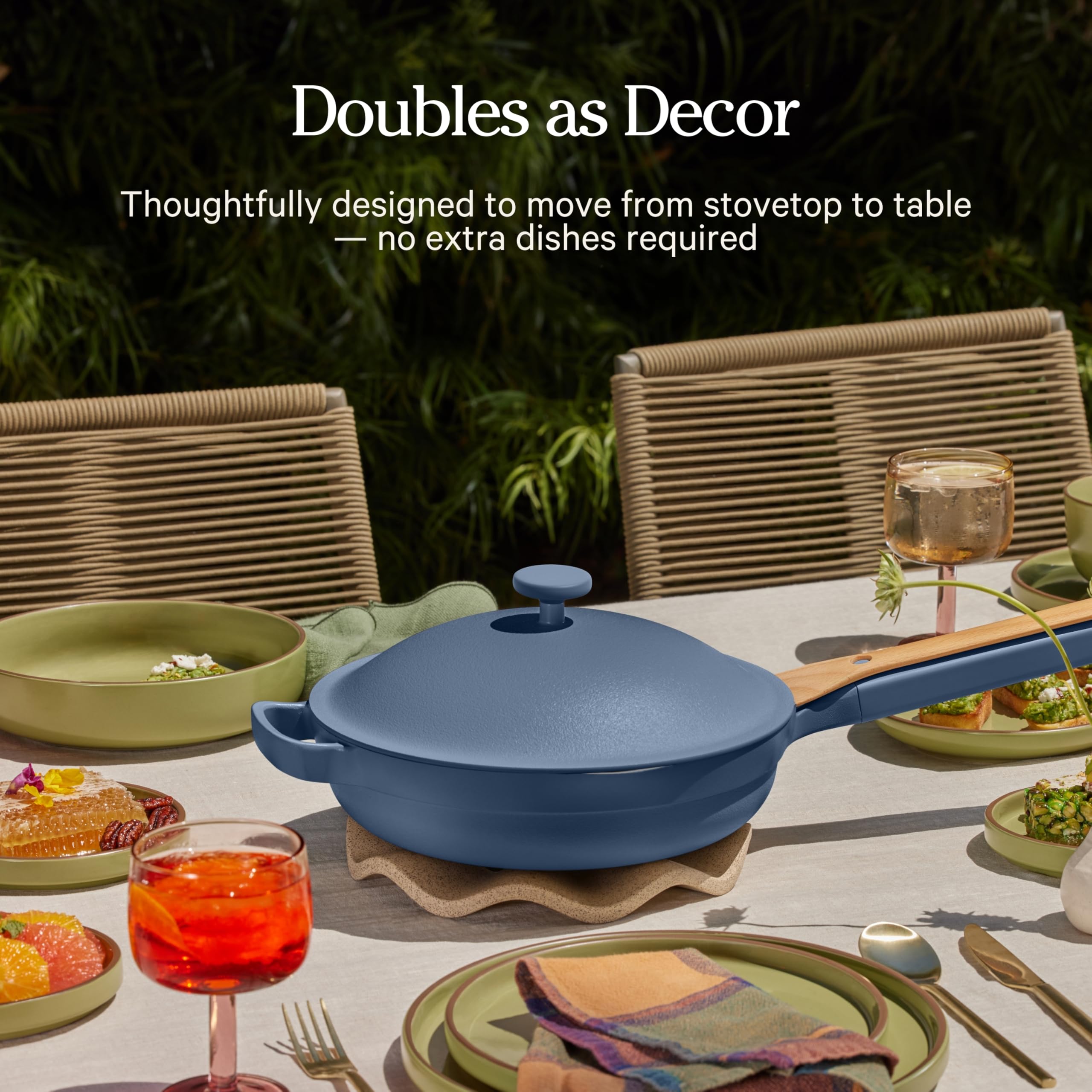 Our Place Mini Always Pan | 21,6 cm Keramikpfanne mit modularem Deckel und Buchenholzspatel | Patentiertes 10-in-1-Antihaft-Kochgeschirr ohne PFAS | Induktions- und ofenfest bis 230 °C | Blaues Salz