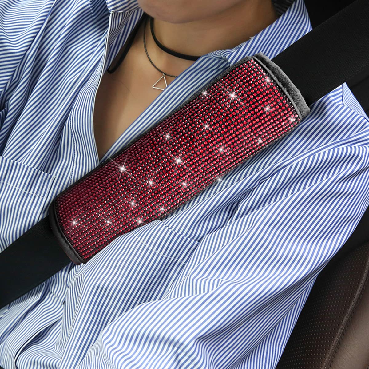 Bling Car Seat Belt Shoulder Pads 2PCS Rhinestone Crystal Auto Seat Belt Covers Diamonds Glitter Seatbelt Cushions for — view 5