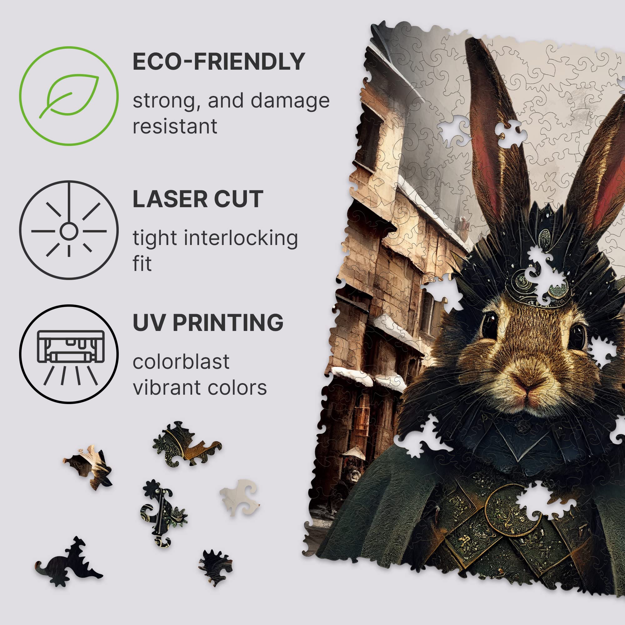 UNIDRAGON Drewniane Puzzle dla Dorosłych - Count Rabbit - 250 Elementów