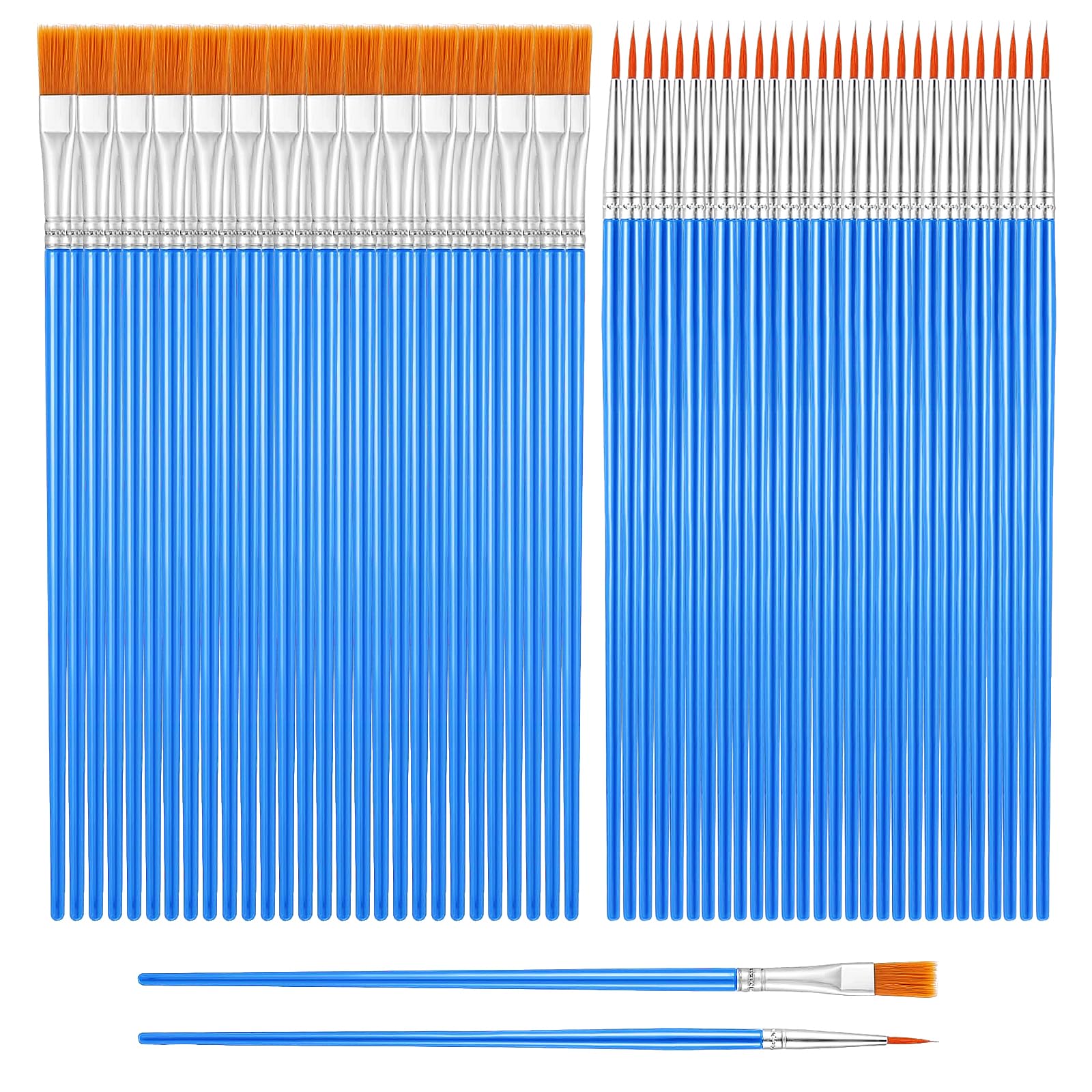 60 Pcs Small Paint Brushes, Oil Paint BrushesArt Paint Brush Set, Paintbrushes, with Flat and Round Pointed Small Brush Bulk for Acrylic, Oil, Watercolor, Rock Painting, Drawing and Art Supplies