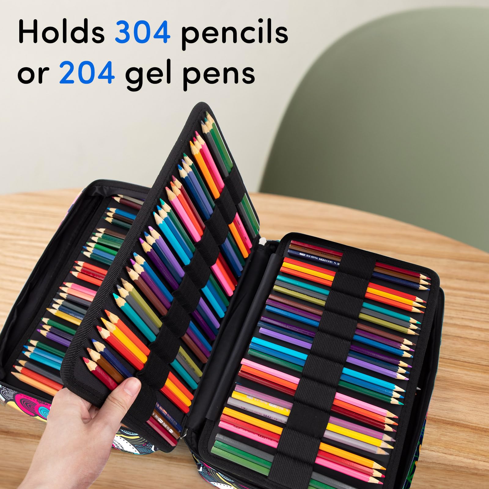 YOUSHARES - Astuccio grande per matite colorate, 300 scomparti, con supporto multistrato per matite colorate Prismacolor e penne gel