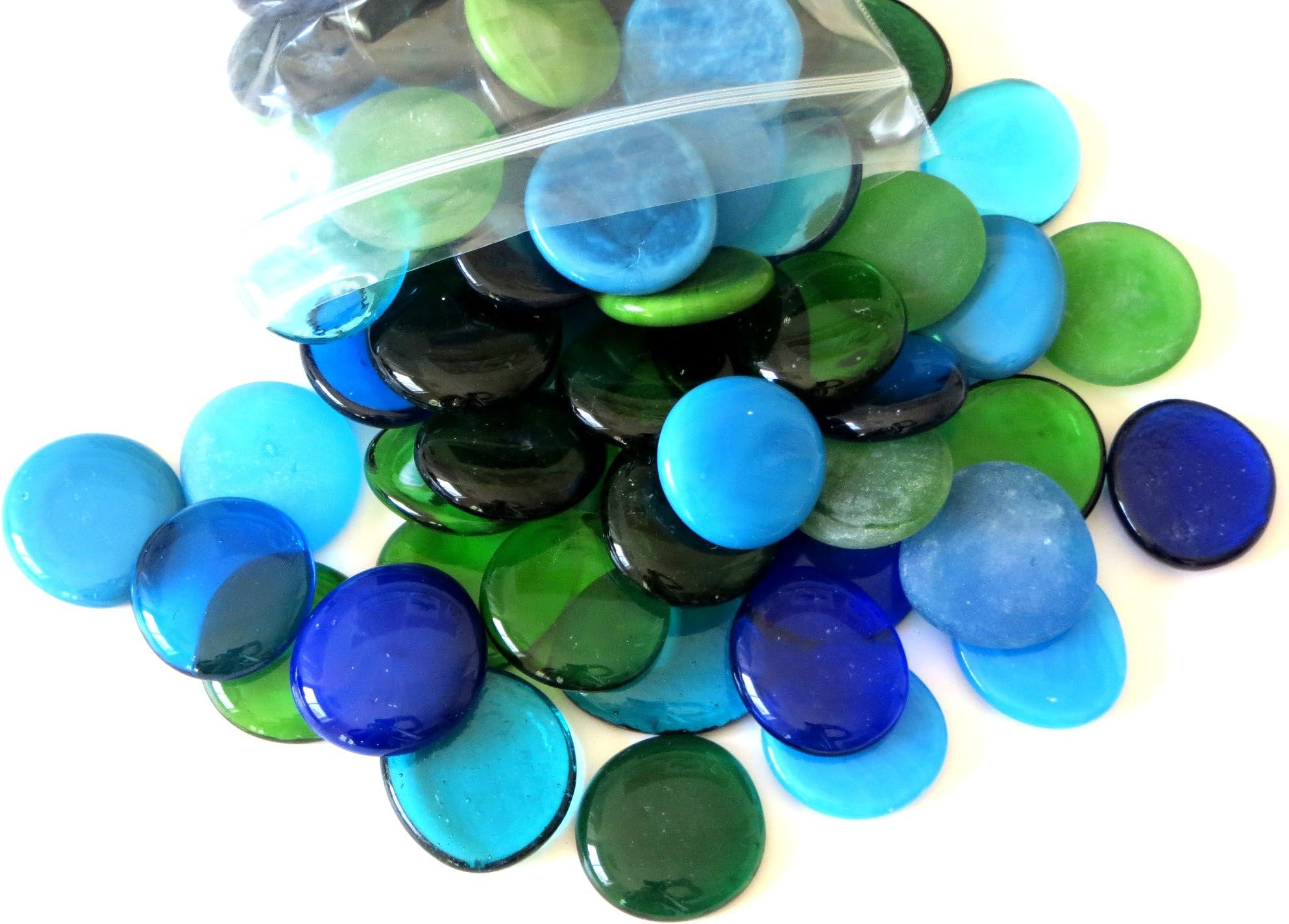 Glass Gems, 4.75 Lb. Bag, Shades of Blues & Greens