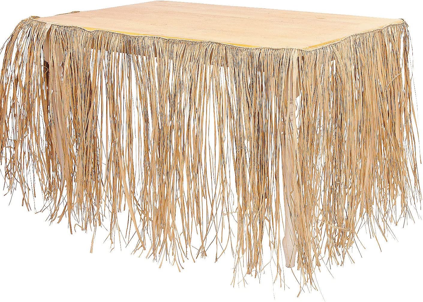 Natural Raffia Table Skirt - Luau, Tiki and Tropical Party Decor - 1 Piece