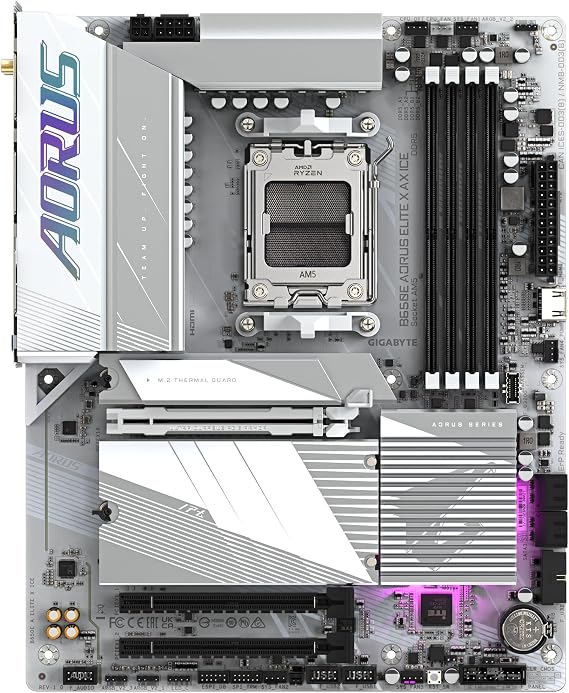 Gigabyte B650E AORUS Elite X AX ICE WiFi Motherboard (AM5/4xDDR5/HDMI/M.2/USB 3.2)