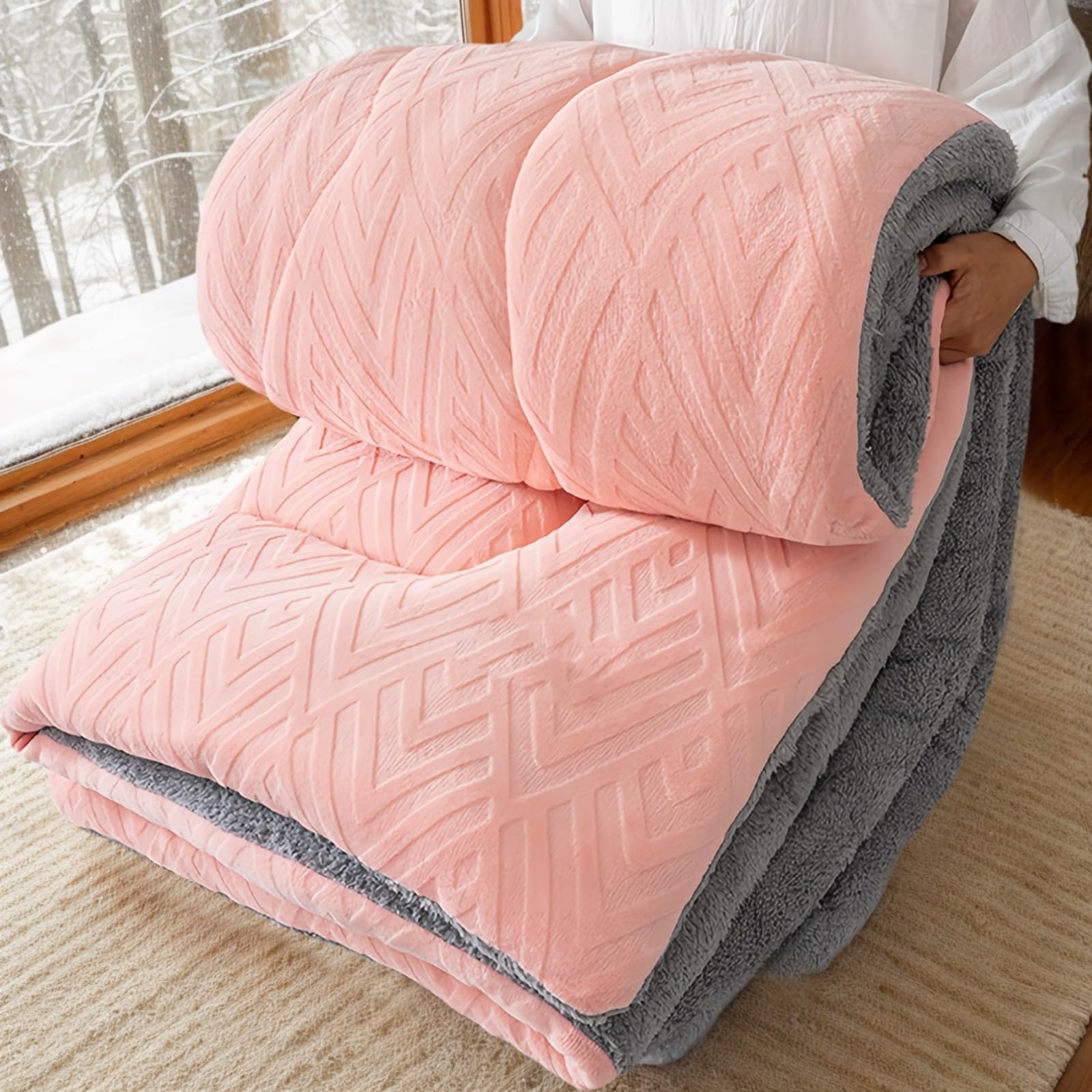 XHCTNN Edredon De Borreguito Cama 150-240cm EdredóN con Sherpa - Edredon Nordico Cama 135 - Suave Y Pegajoso Colchas De Invierno(C,220 * 240cm/5.0kg)