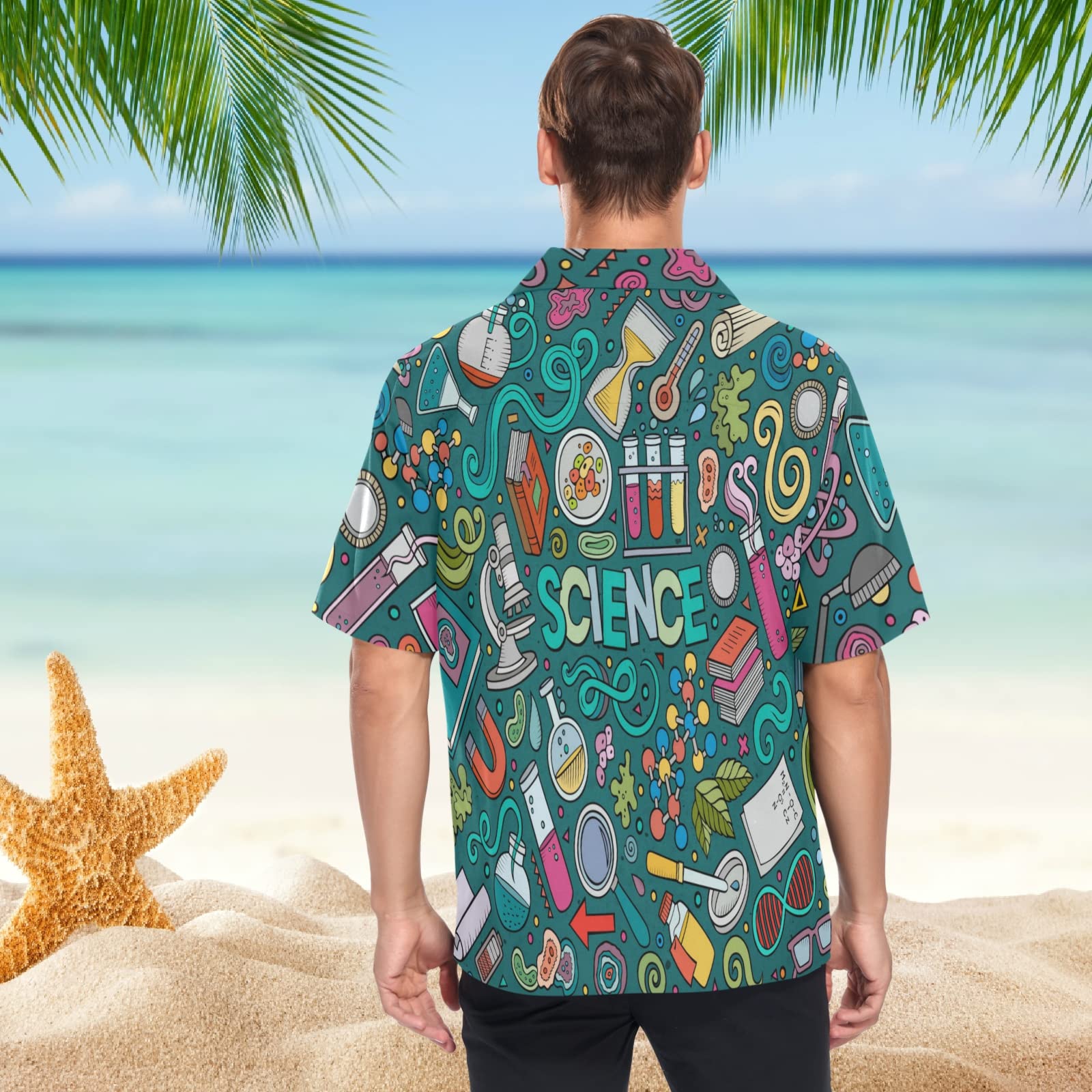 Amazon.com: Cartoon Science Items Men's Hawaiian Shirt Short