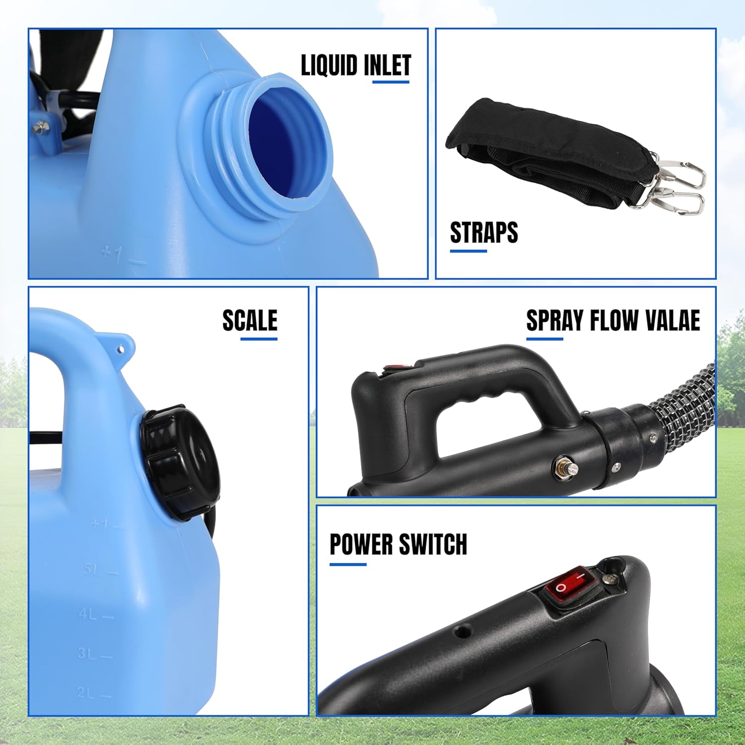 6L (1.58 Gallon) Electric Sprayer ULV Fogger Machine, 1200W Portable Fogger Sprayer with Adjustable Spray Volume Particle Size, for Indoor Outdoor Use in Home, Garden, Yard, Farm