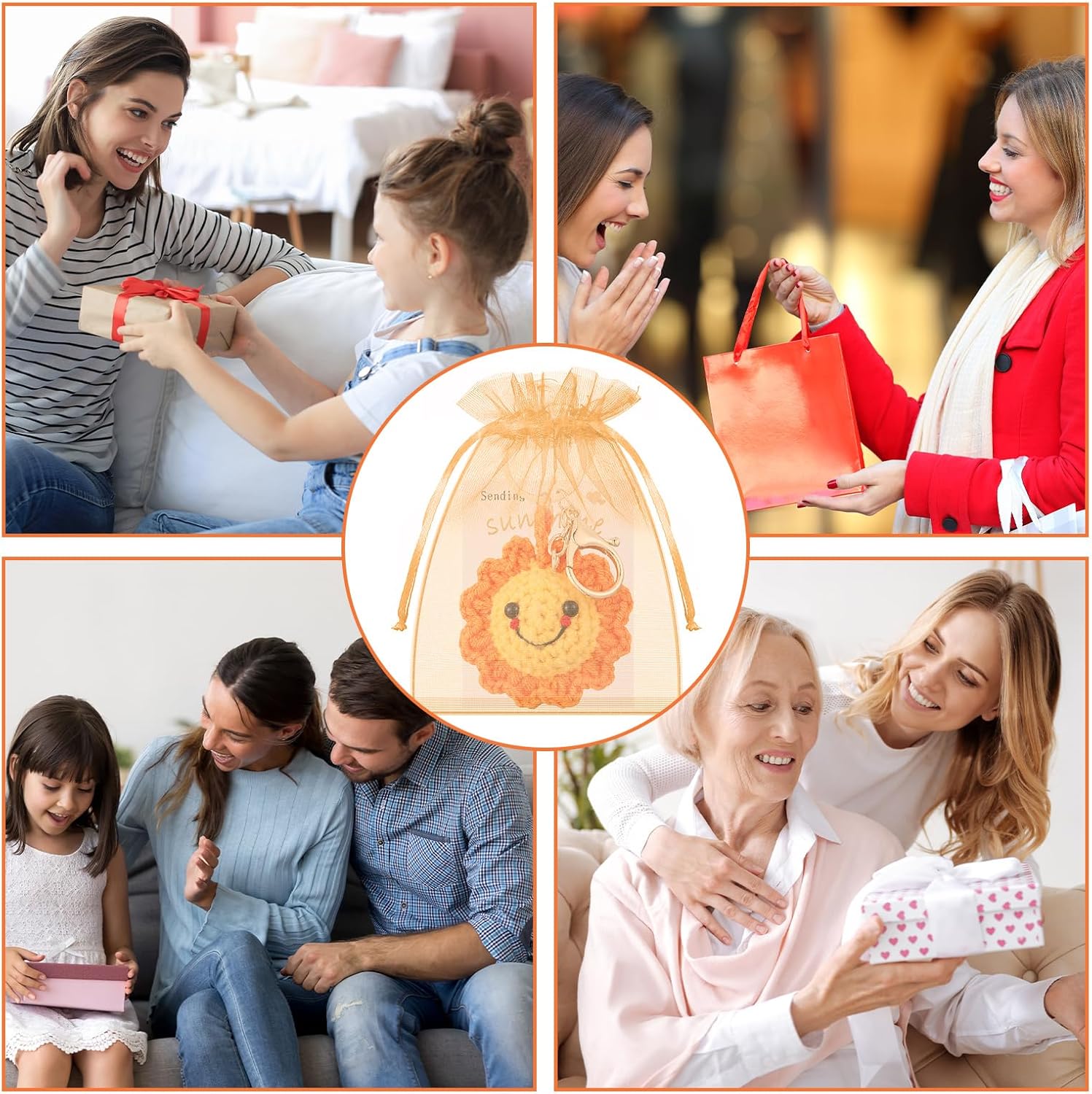 Zeyune Crochet Sunflower Keychains with Sunshine Card Positive Inspirational Friendship Sunshine Keychain Appreciation Gift - Image 6