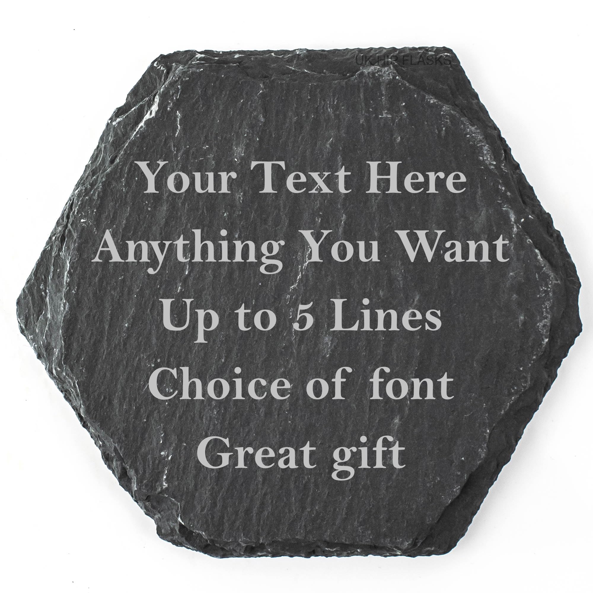 PB TECH Personalised Engraved Slate Coaster/Placemat- Any Text/Message Engraving - Heart,Hexagonal,Round or Square - Custom Gift for Birthday, Anniversary, New Year or Christmas -100mm (Hexagone)