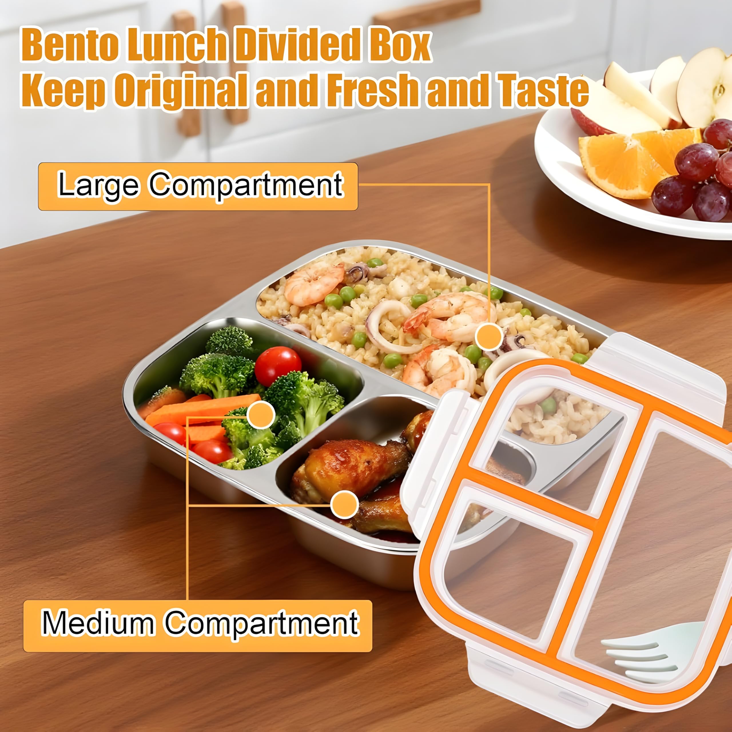 Motka Stainless Steel Lunch Box - 3 Compartments -5