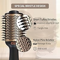 Vista 4 de NOOR Cepillo secador de pelo caliente 4 en 1, control de encrespamiento, cepillo secador de pelo, cepillo secador de pelo, cepillo para secar