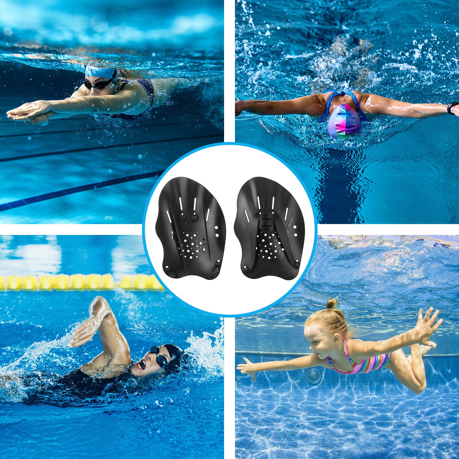 Zocipro Palas de Natación Ajustables, Entrenamiento de Fuerza, Adultos Niños