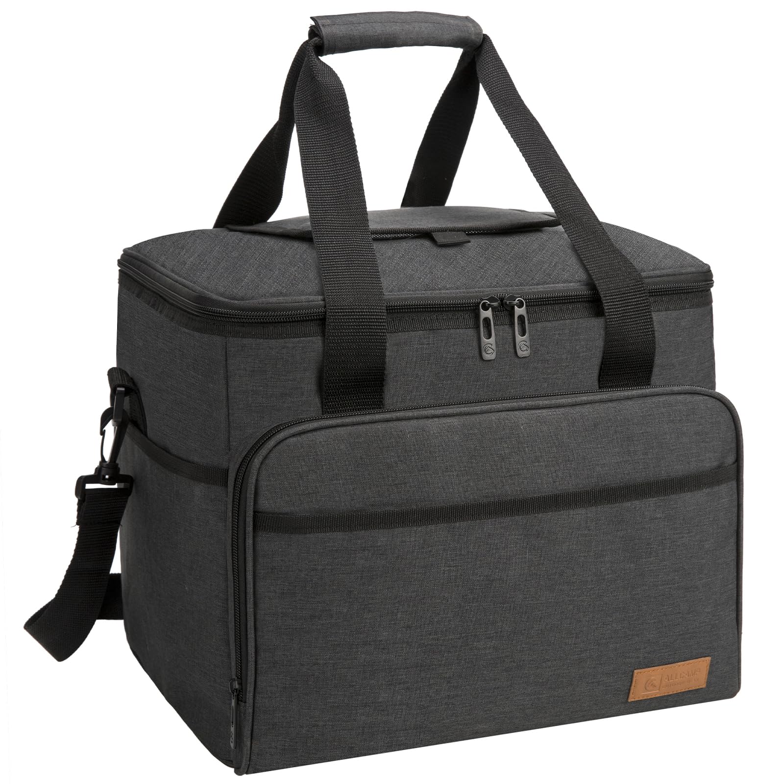 ALLCAMP Borsa Termica Pieghevole 30 L 2 Panetti Refrigeranti,nero | Fino a 24 ore di fresco, apertura, fodera impermeabile termosaldata, supporti laterali pieghevoli, facile da pulire