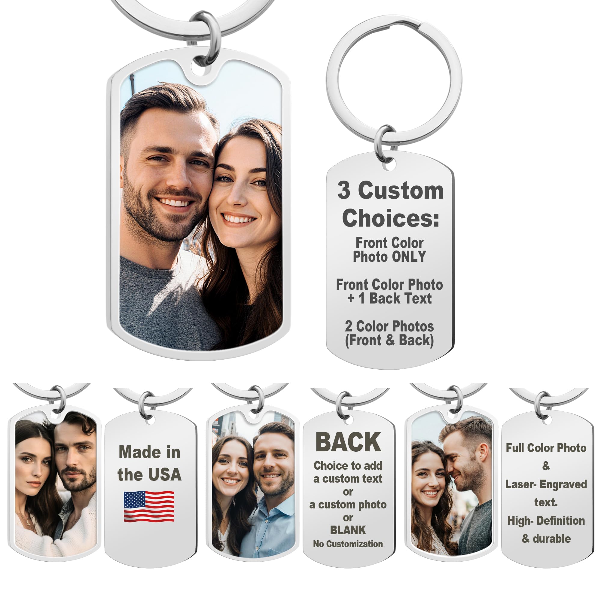 Queenberry Custom Keychain with Picture Personalized Photo Keychain Gift Valentines Day for Men Boyfriend