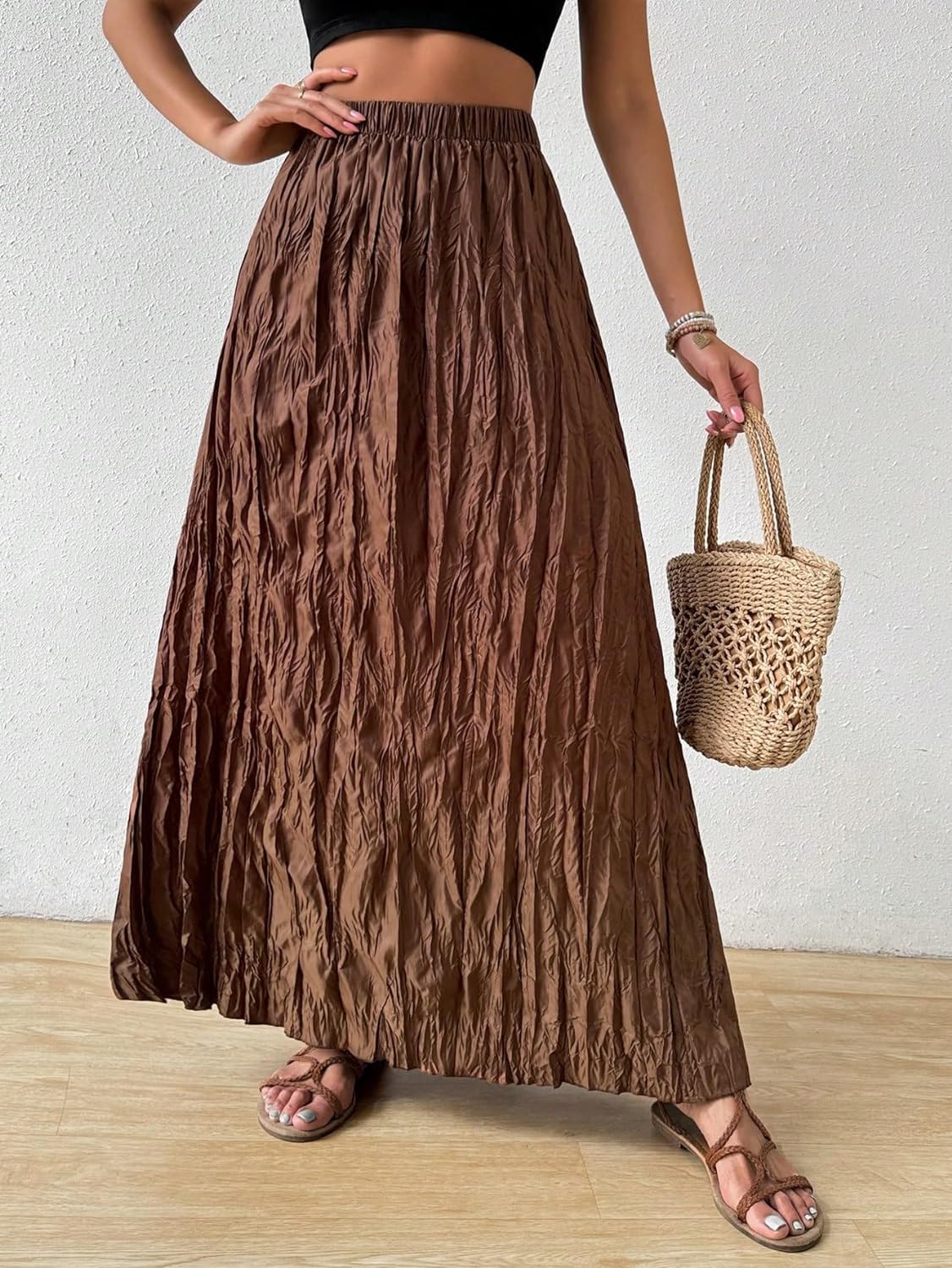 Amazon.com: KrrNFYSG Casual Long Skirt Ruffle Hem Long Skirt