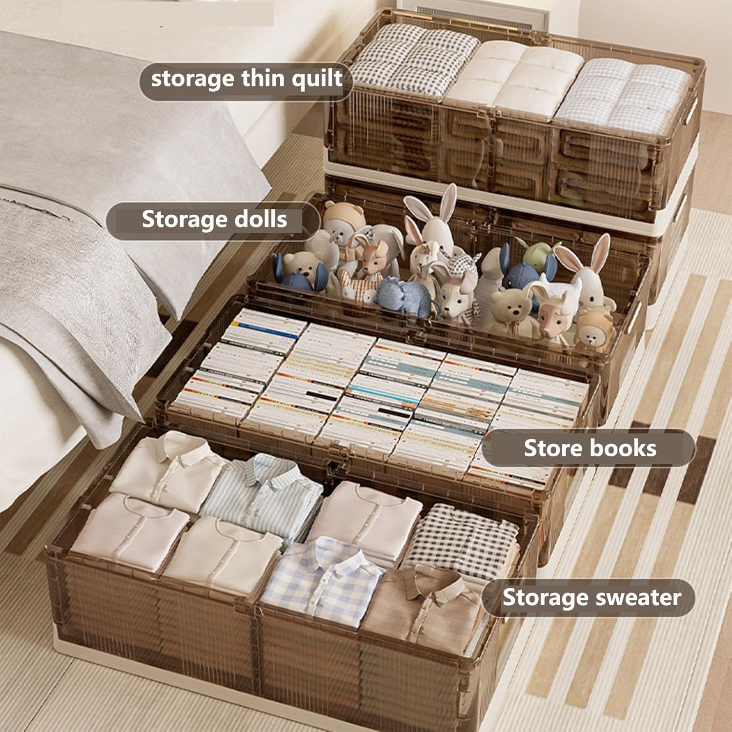 Large Under Bed Storage containers 2 Pack,49L 1 pack,Stackable Under Bed Storage Plastic bins with wheels and lids,Under bed drawers for clothes,shoes,dolls,blankets