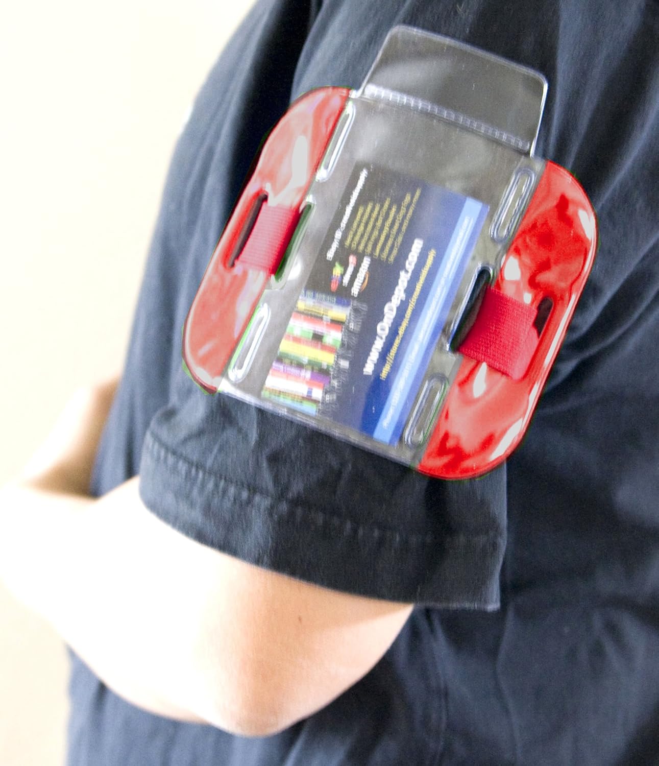 Reflective Red Armband ID Badge Holders with Adjustable Elastic Band by OnDepot (Pack of 50)