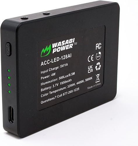 Miniatura 8 de Wasabi Power Luz LED de alta potencia recargable de video con clip, 3 modos de luz ajustables para teléfono inteligente, tableta, portátil,