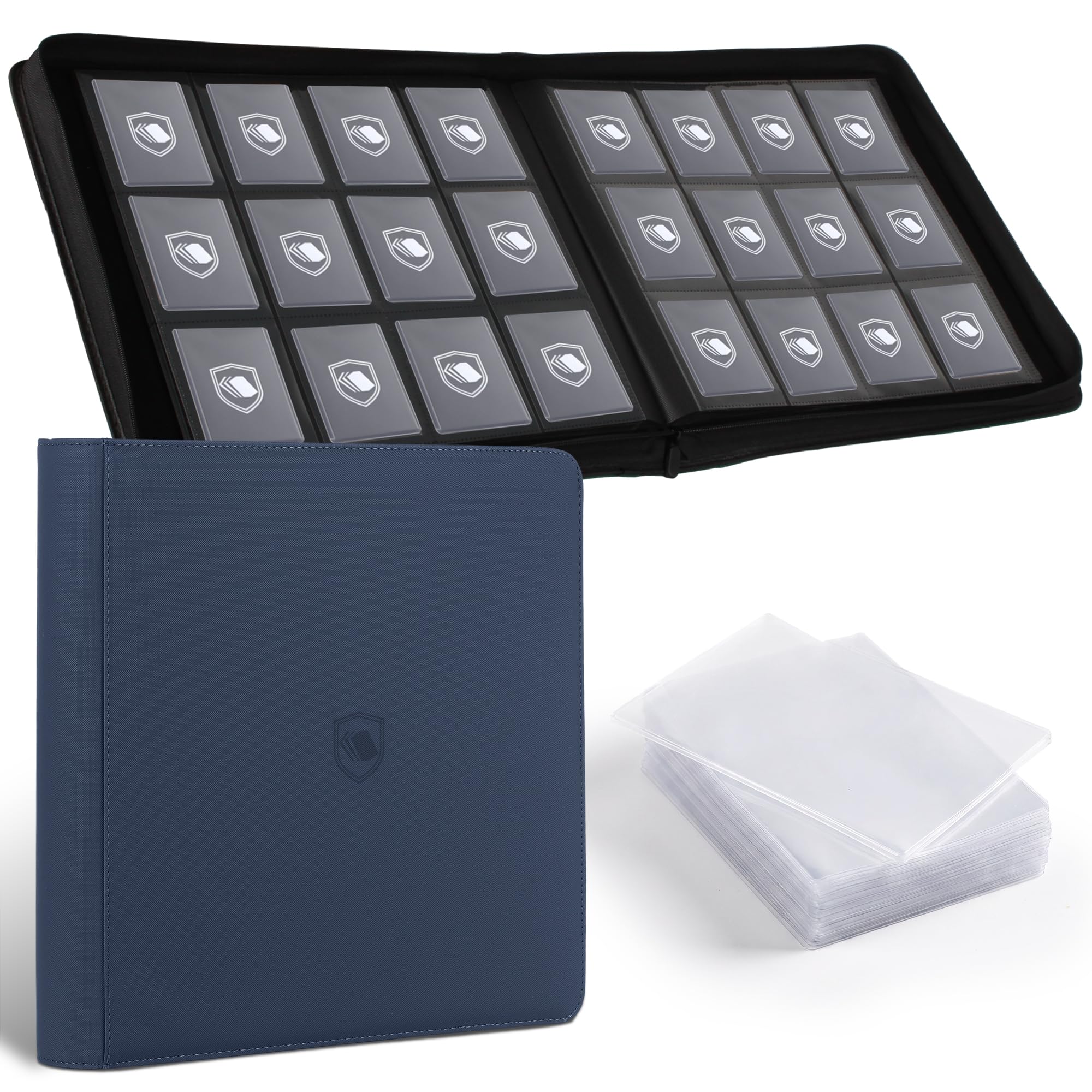 Top Loader Binder 12 Pocket, Holds 480 Toploaders, 100 Toploaders INCLUDED