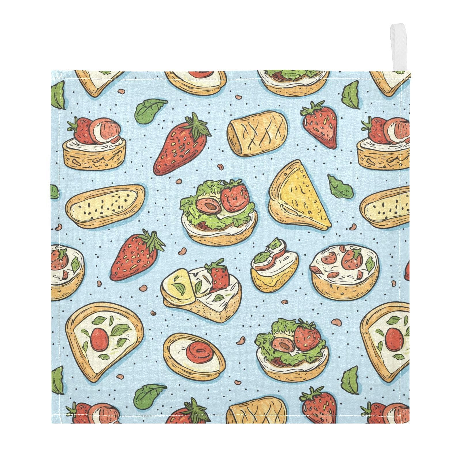 vvfelixl Baby Muslin Washcloths Colorful Sketchy Food Baby Burp Cloths Cotton Babys Face Towel for Newborn Infants Boys Girls Soft and Absorbent 11.8 X 11.8 in, 3 Pack