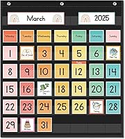 Eamay Rainbow Calendar Pocket Chart for Kids - Preschool Kindergarten Classroom Decor, Homeschool Supplies, Back to School Must-Have