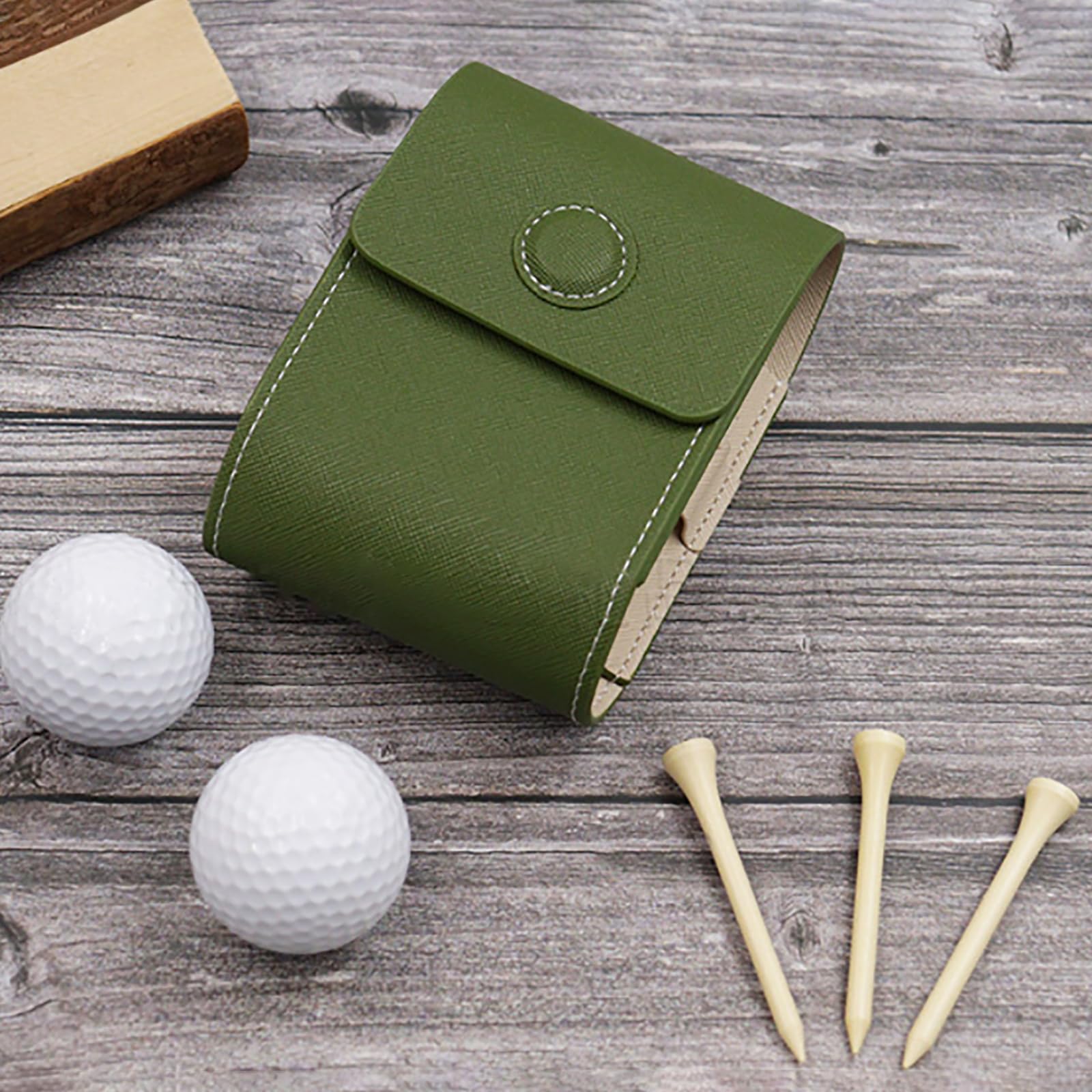 BAIRU Sac de transport en cuir pour balles de golf - Porte-tees de golf - Pochette de rangement portable - Sac de rangement léger pour balle de golf - Sac de rangement pour télémètre