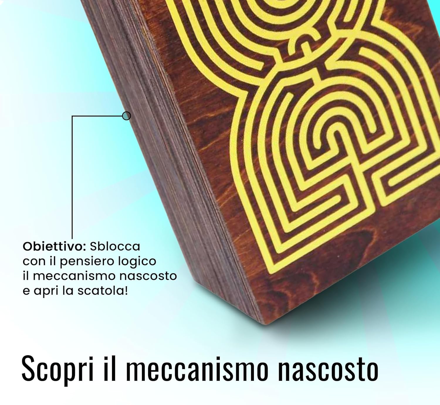 Logica Jeux Art. Labyrinth Box - Wooden Puzzle - Secret Box - Amazing Difficulty 5/6 - Leonardo da Vinci Collection