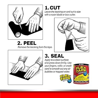 Flex Tape Mini Rubberized Waterproof Patches, Black, 3 in x 4 in, 3-Pack