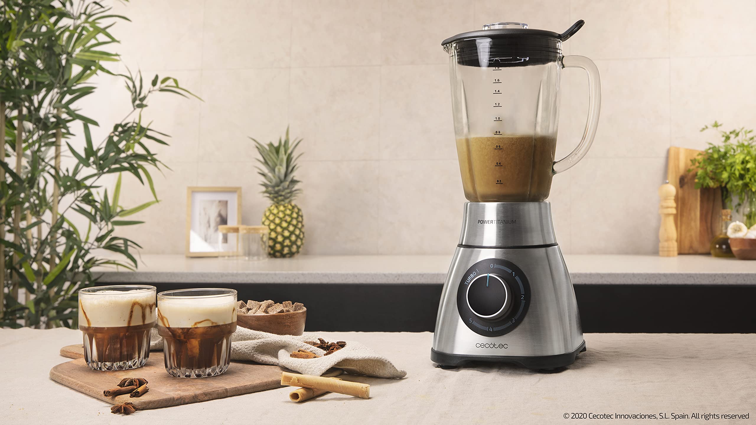 Cecotec 4140 - Batidora de vaso Power Black Titanium 1300 PerfectMix