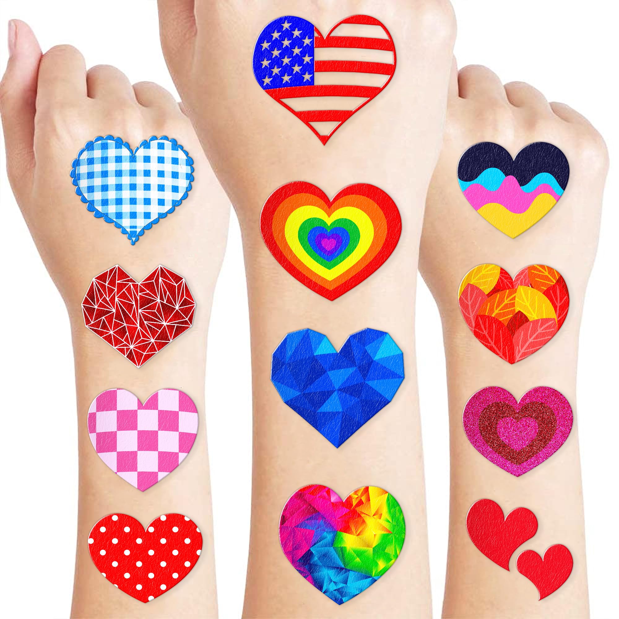 Heart Temporary Tattoos - Valentine Tattoos 96PCS Love Themed Stickers for Kids Birthday Party Supplies, Decorations, Favors, and Prizes - Cute Gifts
