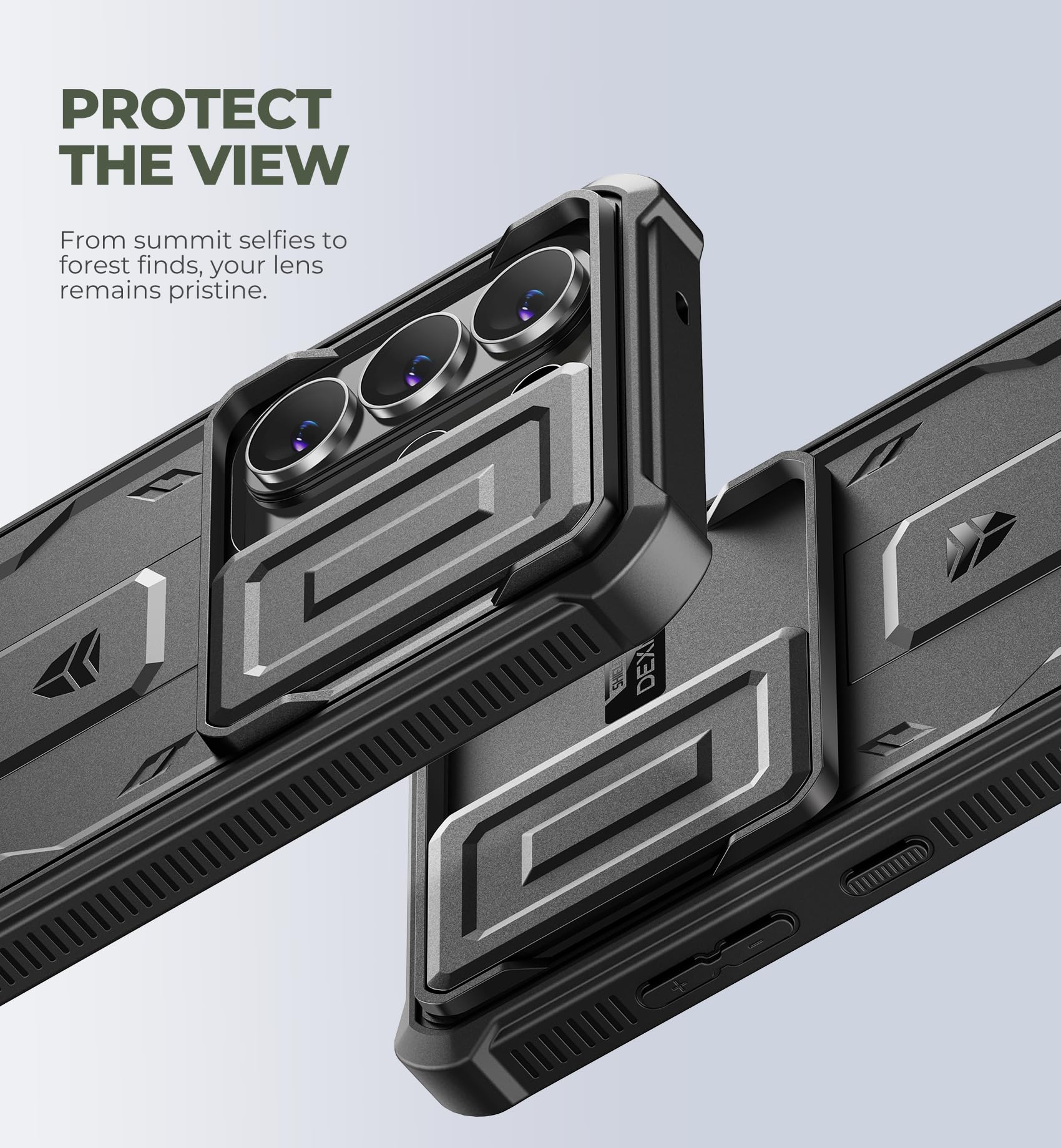Dexnor Compatible con Funda Samsung Galaxy S26 Ultra,con Tapa Protectora Deslizante de Cámara & Protector de Pantalla & Stent, Reforzada Antisísmica Cubierta Protectora Carcasa Case - Negro