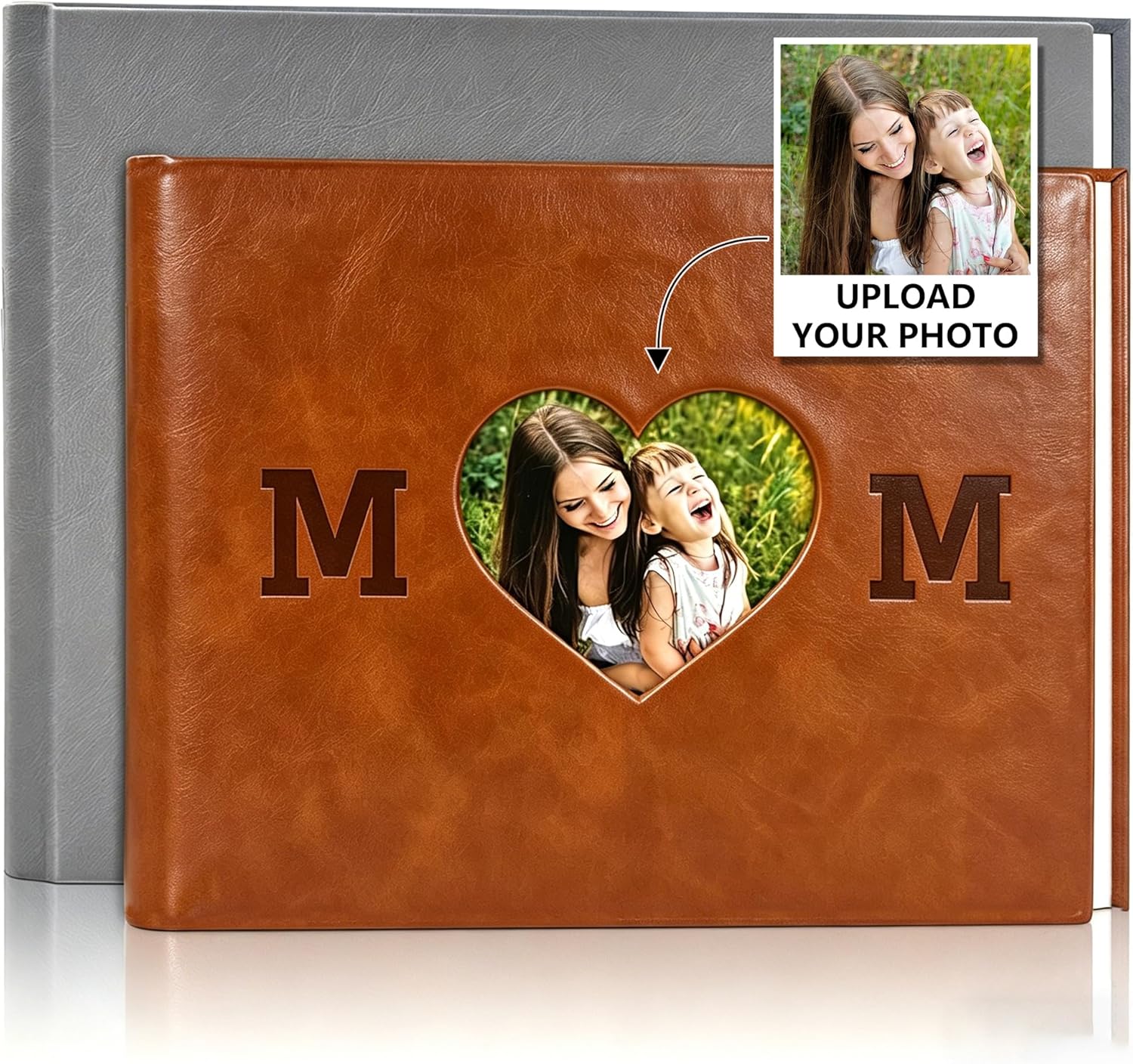 Personalized Mothers Day Gifts for Mom from Daughter Son - Custom Leather Photo Book for Mom - Customized Photo Gifts for Mother MAMA Wife Women - 8x6, 10x8, 12x8 Inch