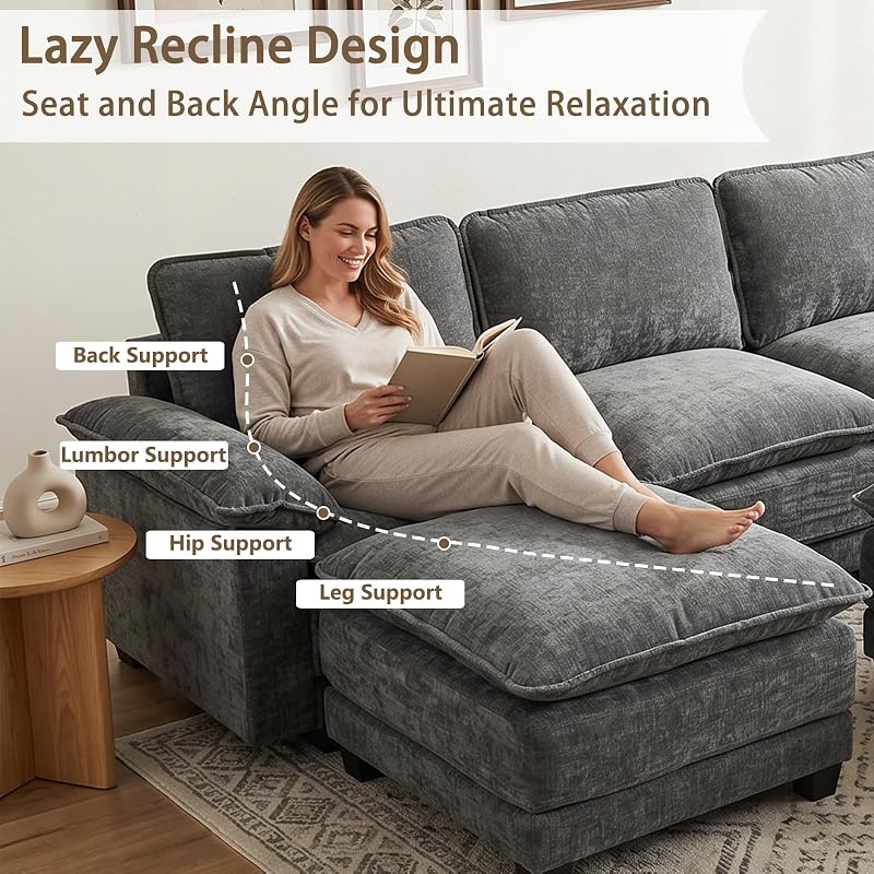 Modular Sectional Cloud Couch, 140" U Shaped Sofa Couches for Living Room image 5