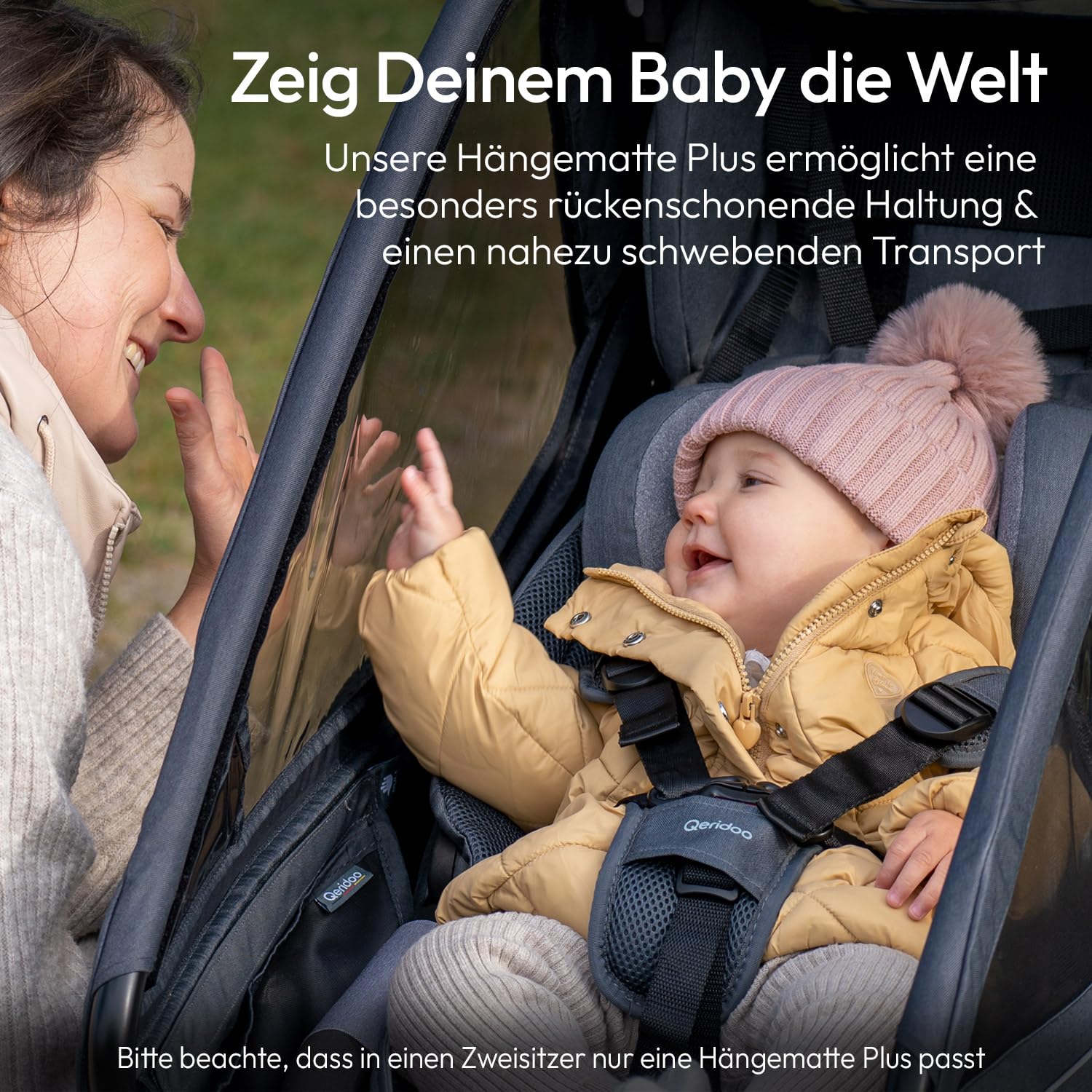 Hamacs de la Marque QERIDOO - Modèle Hängematte Plus avec Cadre de sécurité pour Babytransport - Grau