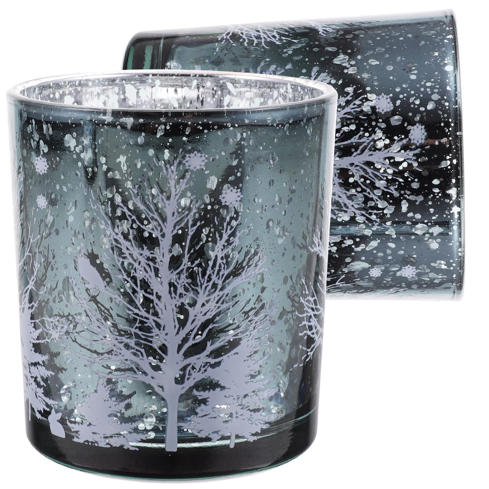 Toyvian 8 Piezas Portavelas de Cristal Navideño Diseño de Árbol de Navidad