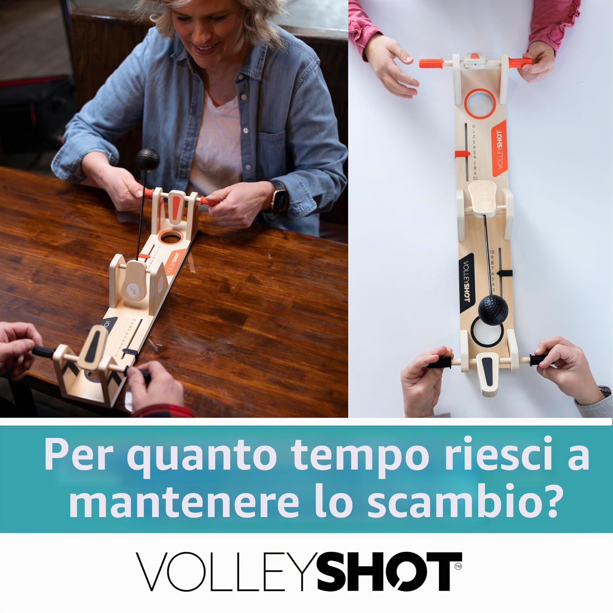 Fat Brain Toys VolleyShot - Gioco di abilità da tavolo in legno per 2 giocatori, per bambini e adulti
