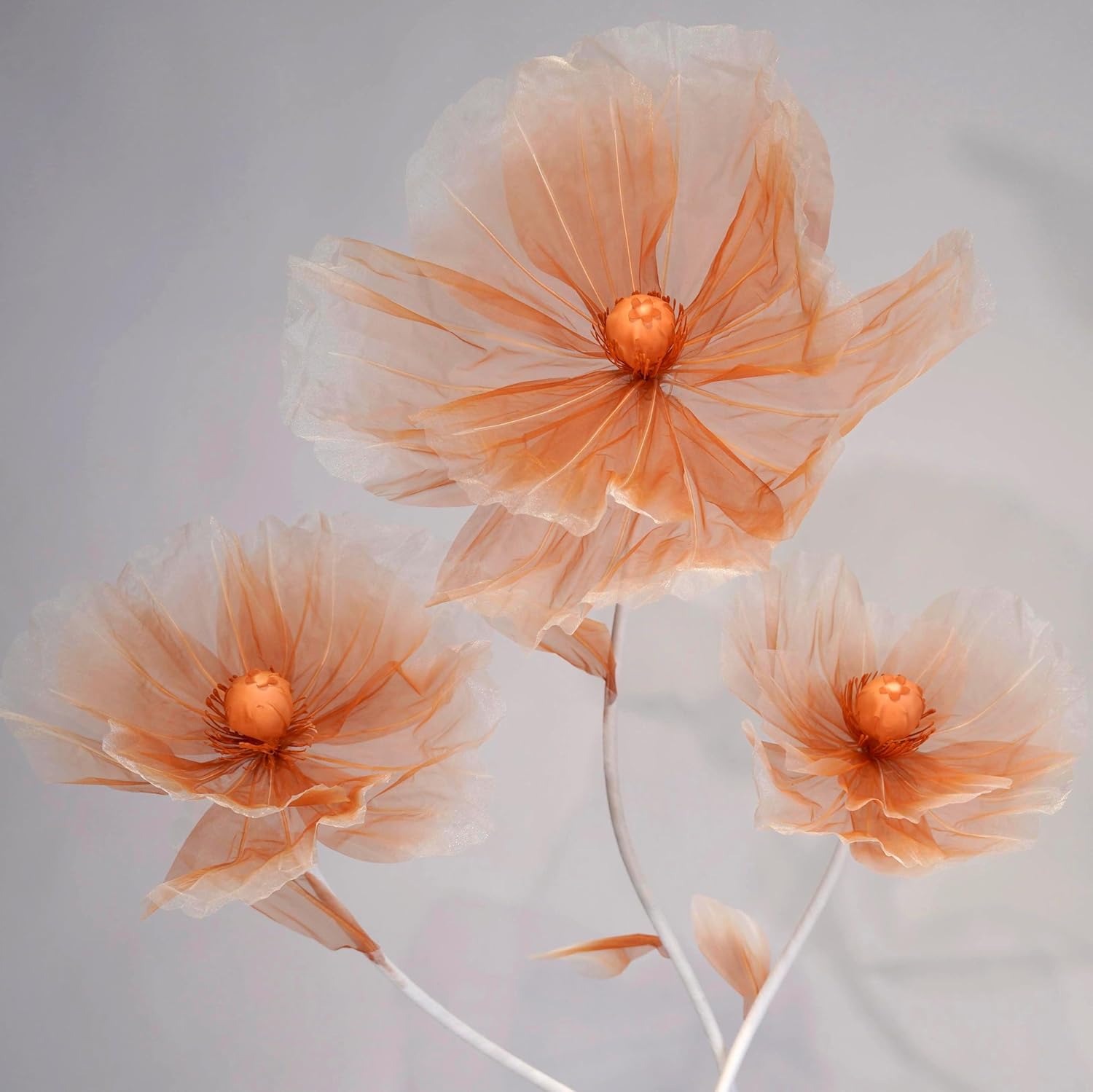 Giant Flowers for Decoration,3-Head Fake Flowers Artificial Silk Flower，Wedding Reception Essential Decoration,Party Banquet Background Decor,Home Decor (Champagne)