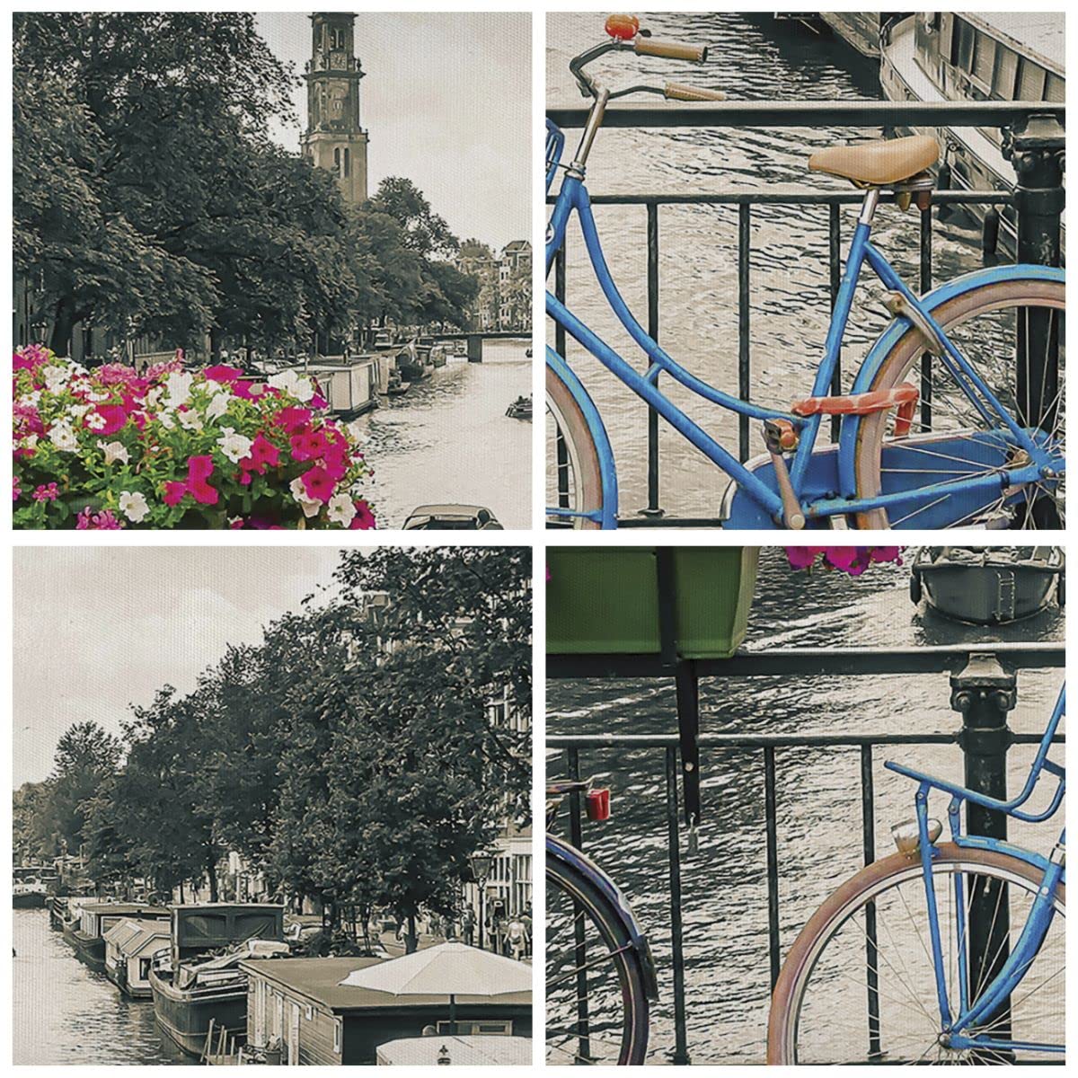 ARTTOR Lienzos decorativos Ámsterdam Bicicletas Puente Cuadro Sobre Lienzo Moderno 70x50cm Cuadros Decoracion Salon Dormitorio Cocina Cuadros Pared Imágenes Wall Art Prints Decor Canvas AA70x50-4503