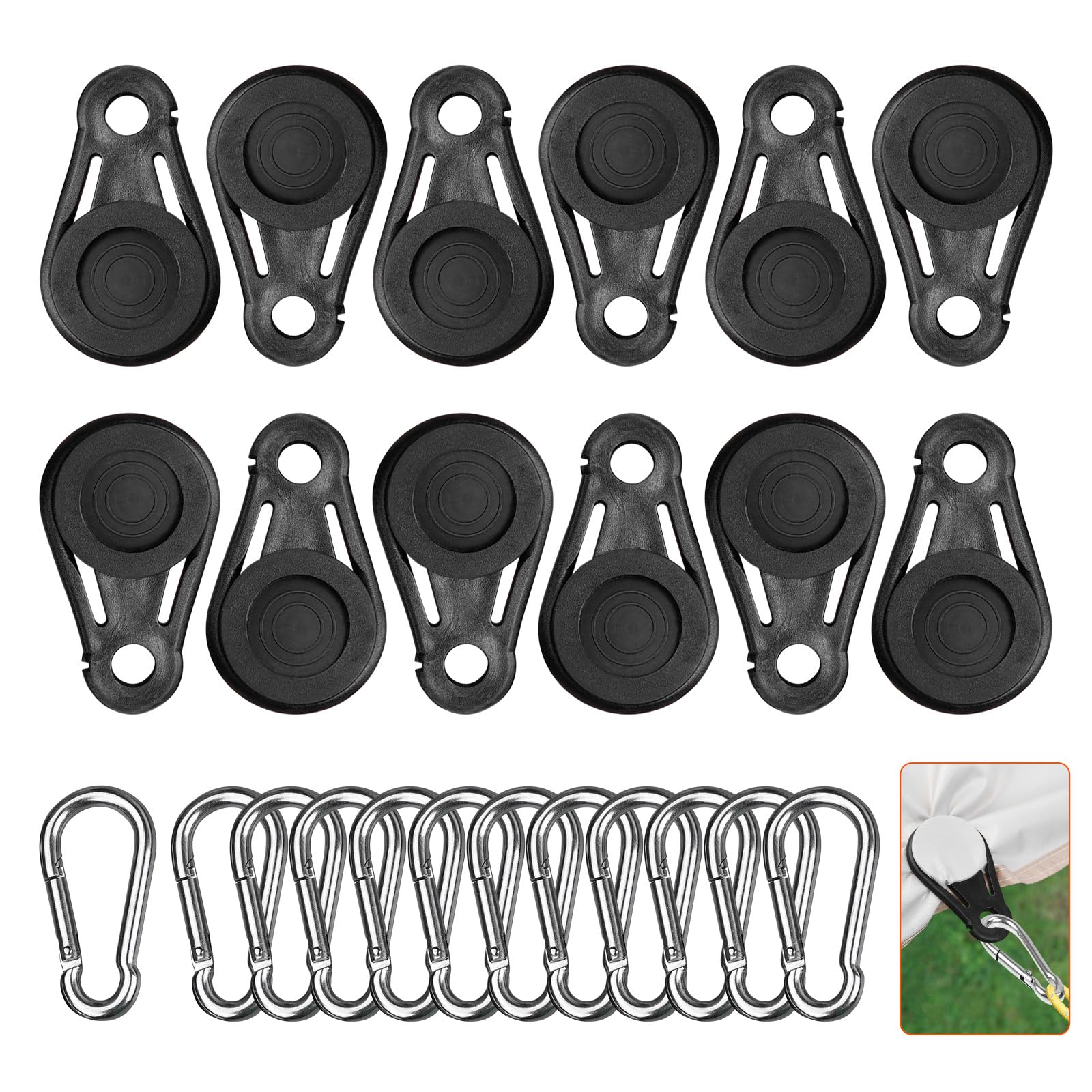 12 Clip Per Teloni Con Corde - Per Tende Da Sole, Campeggio, Fissaggio Resistente - Foto 8