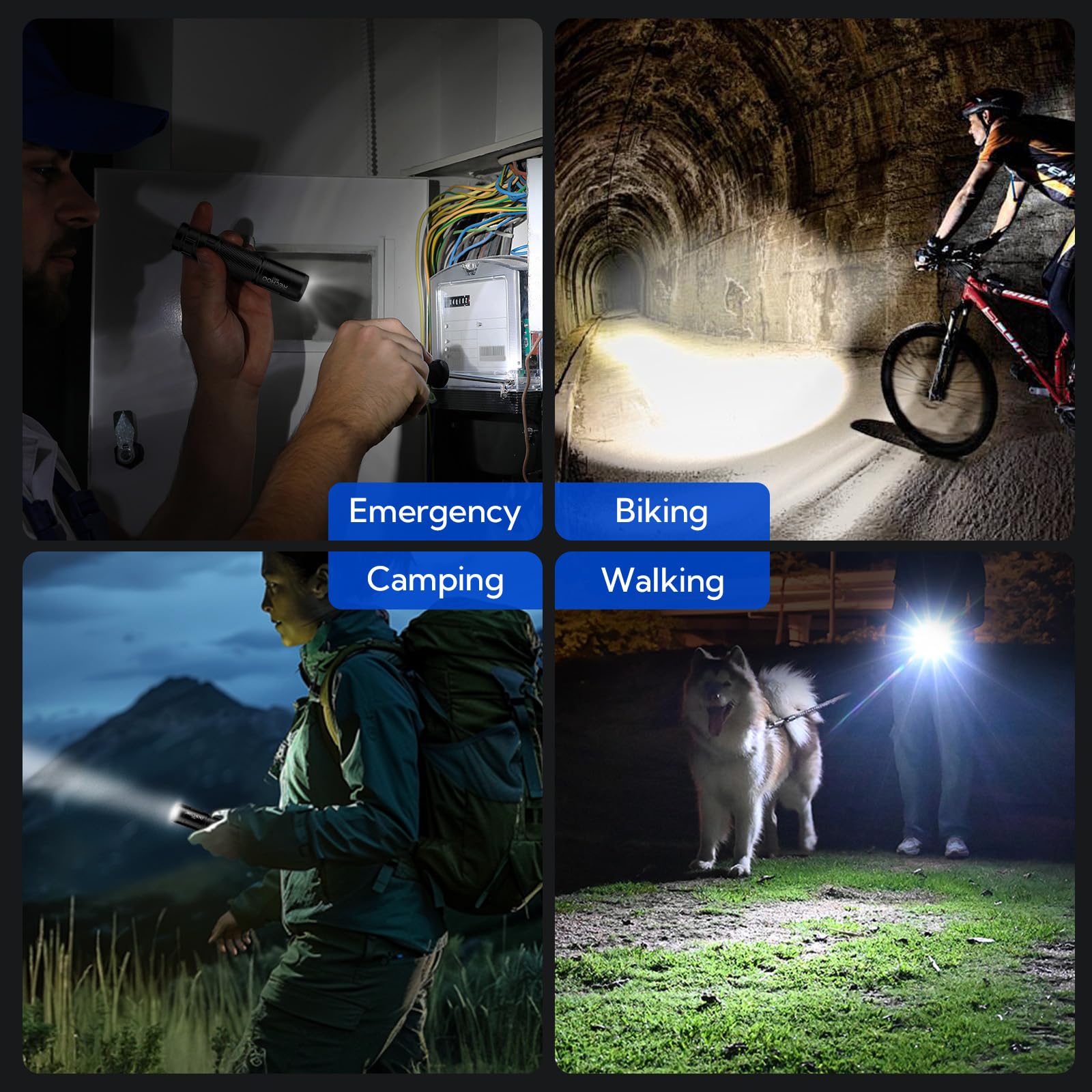 GEARLITE Latarka LED, ładowana, super jasna, z zoomem 2200 lumenów, z 3 trybami świecenia i długim czasem pracy, wodoszczelność IP65, taktyczna latarka na kemping, wędkowanie, wędrówki, w sytuacjach