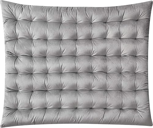 DormCo Rainha - Cabecero universitario con cojín copetudo, terciopelo gris