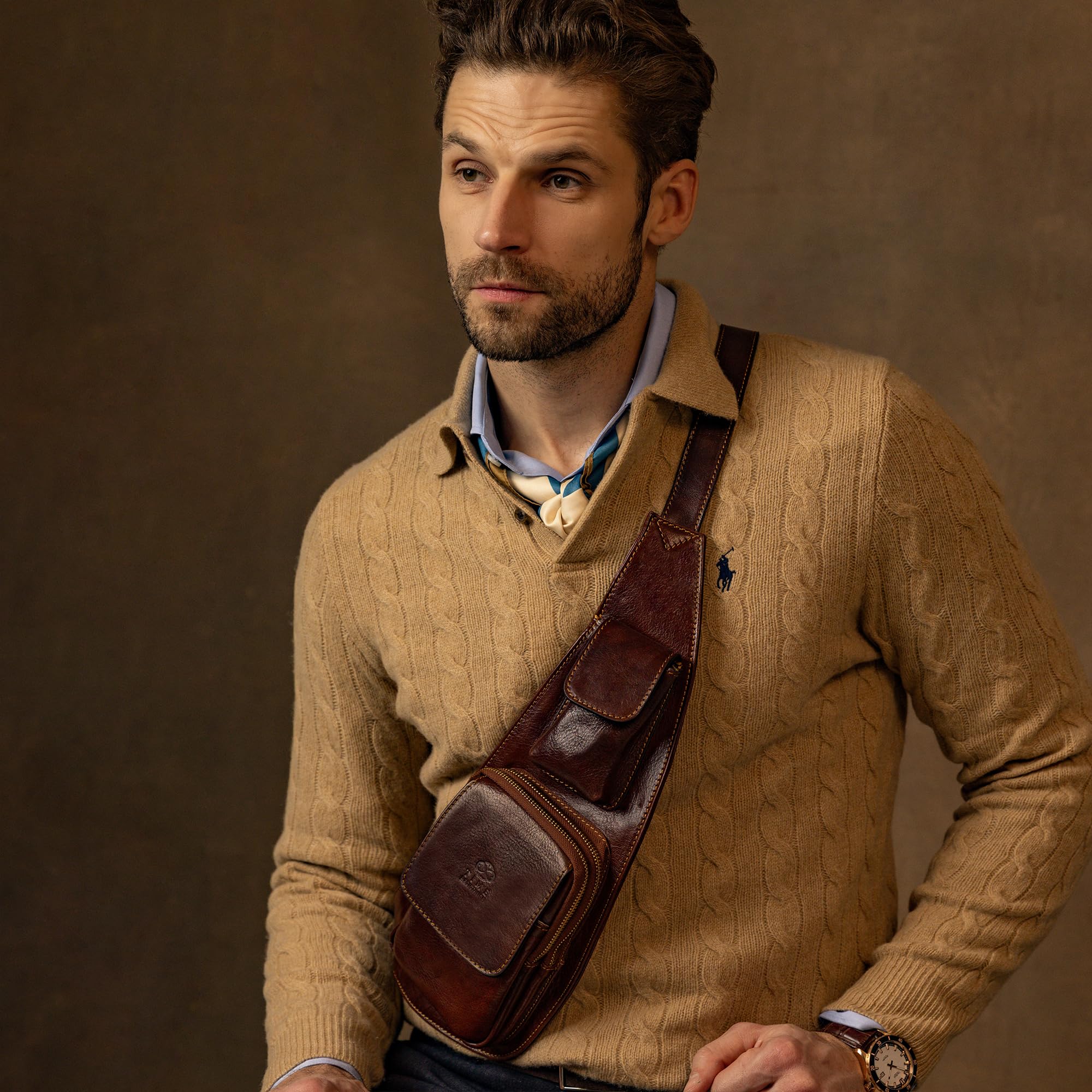 Time Resistance Sac À Bandoulière En Cuir - Sac À Bandoulière Pour Homme Et Femme - Sac À Dos À Bandoulière Fait Main
