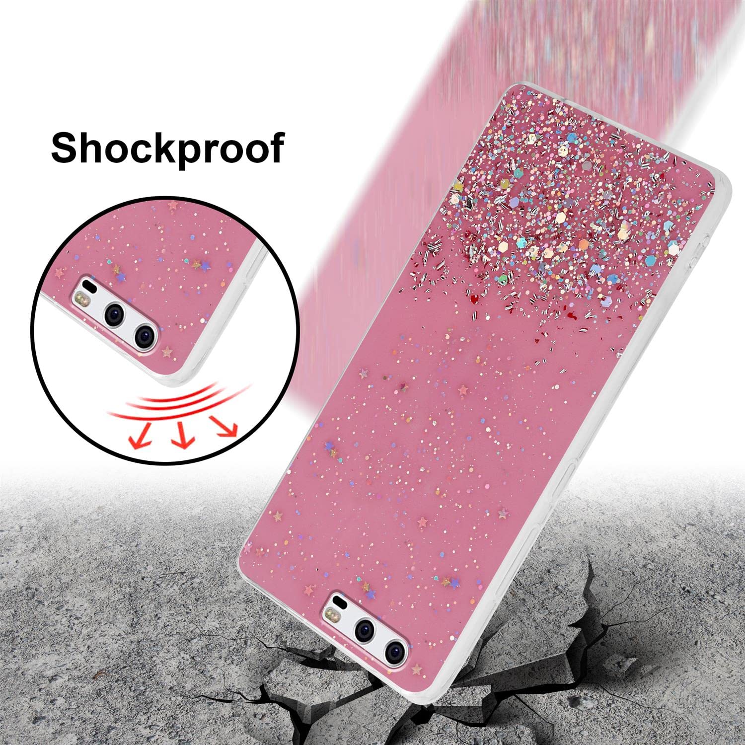 Cadorabo Custodia compatibile con Huawei MATE 10 PRO in Viola con Glitter - Custodia protettiva in silicone TPU con glitter scintillanti - Ultra Slim