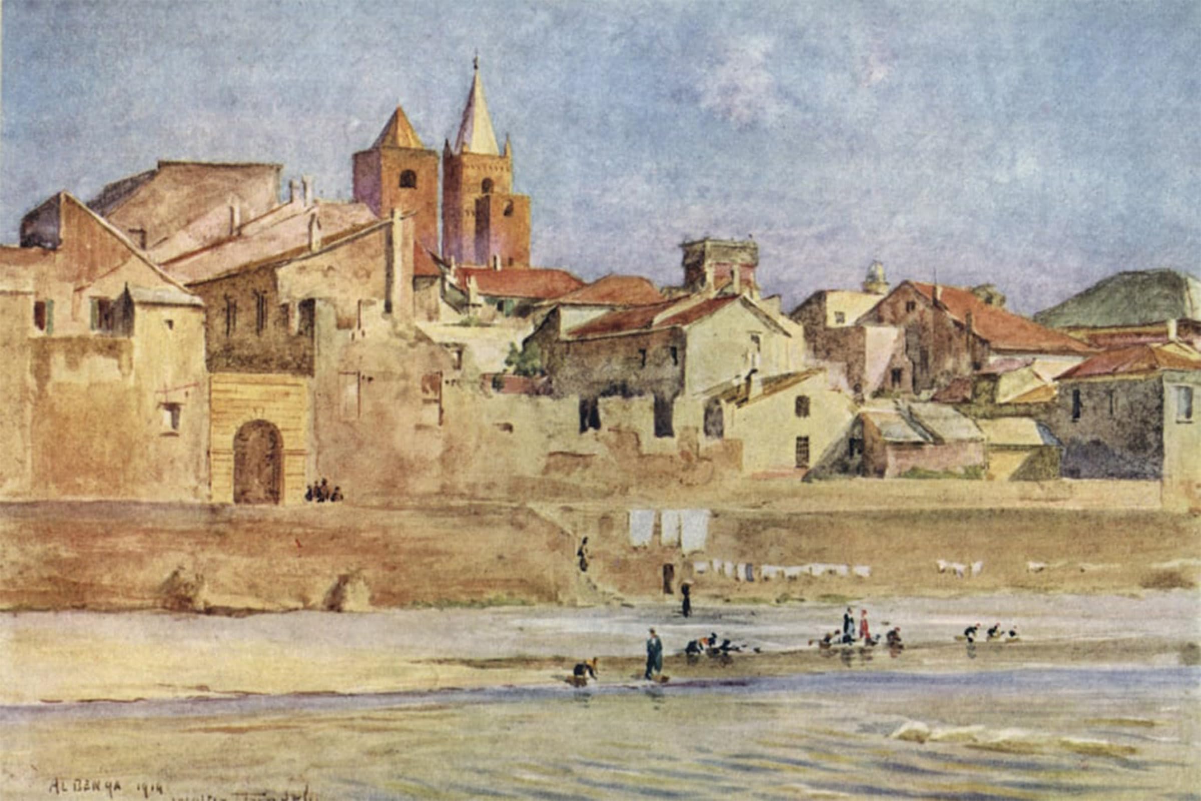 ARTXLXXBN Famous Art Print Poster Vintage Wall Art Albenga From the Centa by Walter Frederick Roofe Tyndale Canvas Art Poster for Home Decor 60x90cm