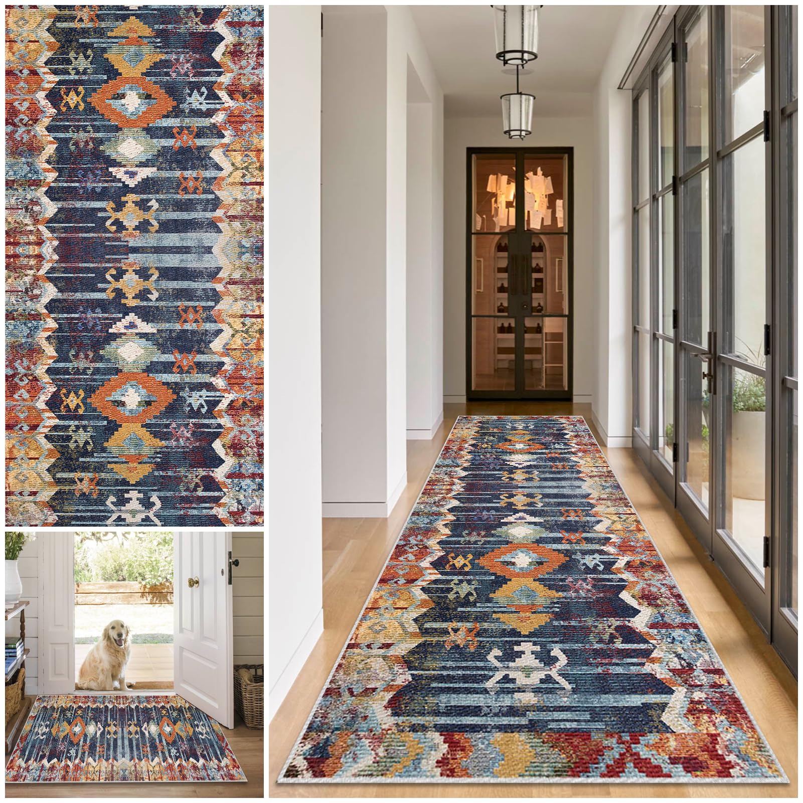 Runner Rugs for Hallway Non Slip Hallway Runner Long 40 x 80 cm Washable Kitchen Rugs Hall Runner for Entryway Kitchen Carpets Runner Bedside Area Rug Low Pile Floor Carpet for Living Room Entrance