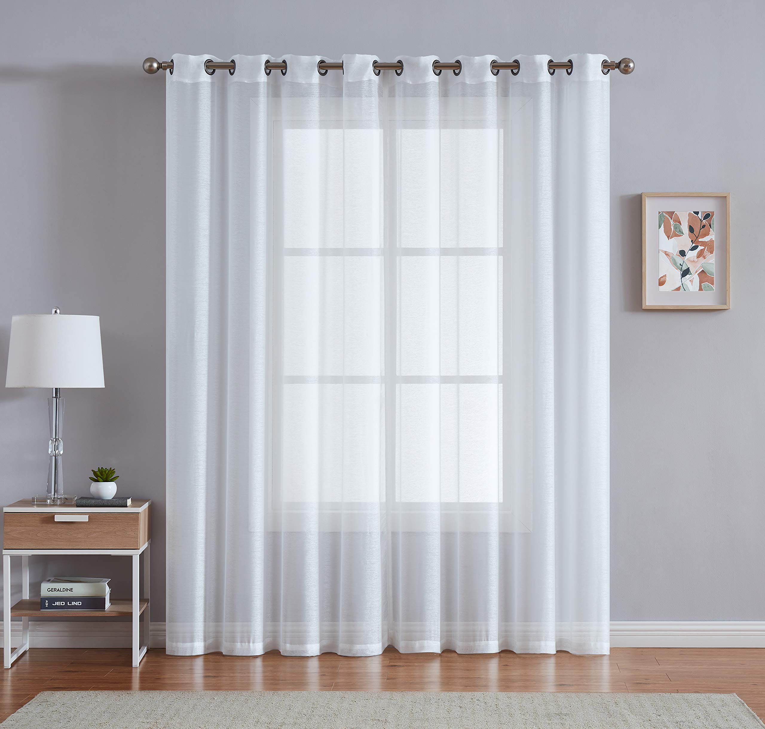 LinenZone Sheer Gold Patio Door Curtains. Extra Wide Curtains for Sliding Doors. Elegant Glass Door Curtains for Living Room, Kitchen, Dining Room or Family Room. (Karina 102 x 84, Gold)